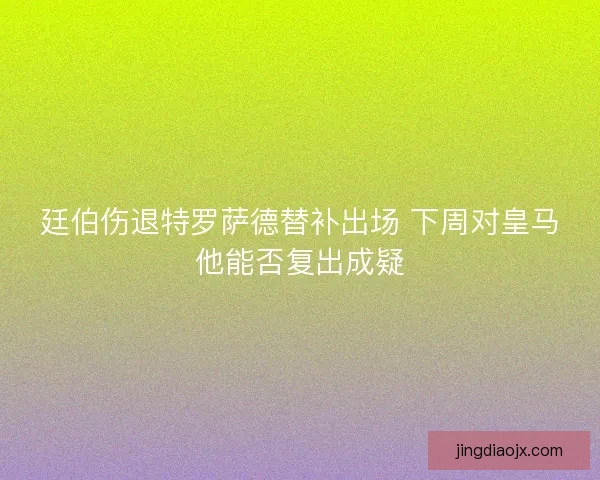 廷伯伤退特罗萨德替补出场 下周对皇马他能否复出成疑