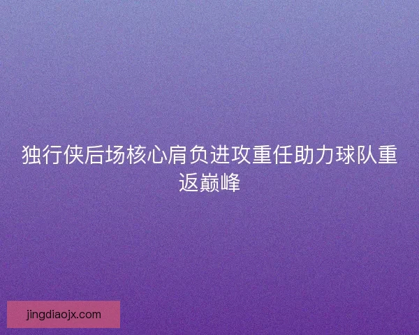 独行侠后场核心肩负进攻重任助力球队重返巅峰