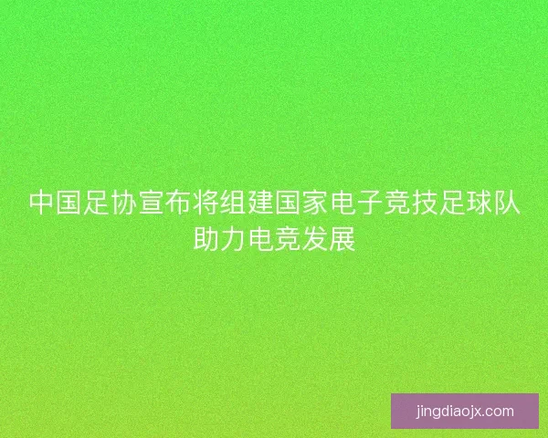 中国足协宣布将组建国家电子竞技足球队助力电竞发展